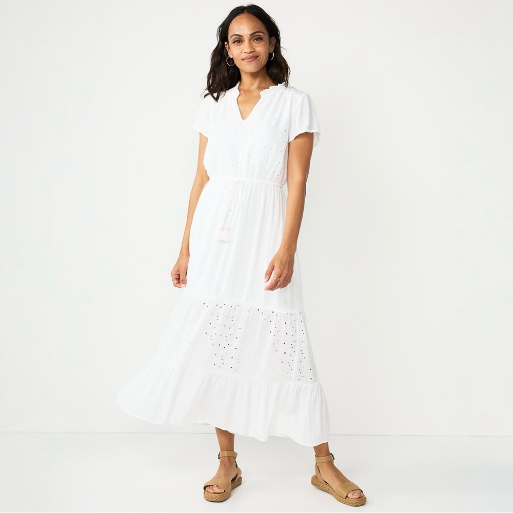 Women's Short Sleeve Tiered Maxi Dress
